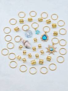 45pcs Baroque Style Ocean Element Hair Accessories, Suitable For Summer Ball, Party, Music Festival Hair Decoration - Gold - View 5
