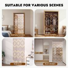TFCFL 1 Piece Chinese Style Door Beads Curtain, 31 Bead Chains Door Beads, Front Door Decor Curtains Fit For Wall-Hanging Decor To Add Colors To The Interior, Beige Brown Door Curtain Beads For Wall Hanging Decor To Add Colors To Interior, Gift For Family, Friends, Birthday, Spring, Summer, Mother's Day, Friend, Girlfriend - 1PC - View 2