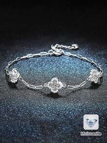 1 chiếc vòng tay Moissanite 1,5 carat bạc 925 thời trang sang trọng, thích hợp cho phụ nữ đeo hàng ngày, tiệc tùng, đám cưới, kỷ niệm, ngày của mẹ, quà tặng ngày lễ tình nhân - Bạc - Xem 5