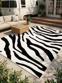 1PC Rug, Carpet, Area Rug, Door Mat, Nordic Modern Abstract Geometric Line Zebra Stripe Outdoor Carpet, Entrance, Balcony, Garden, Outdoor, Patio, Living Room, All Season Soft Machine Washable Rug Mat, Home Decor - Multicolor - View 2