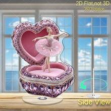 2D Rotating Ballerina Acrylic Art Piece With Heart-Shaped Jewelry Stand - 2D Flat Design, Suitable For Special Events, Elegant Gift For Weddings, Birthdays, Can Be Used As Dance Decor, Plastic Ballerina Figurine Can Serve As Centerpiece - Colorful - View 4