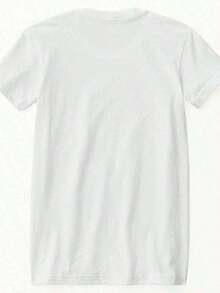 Women's Graphic Print Cotton T-Shirt - Casual Short Sleeve Crew Neck T-Shirt With Bold Geometric Lettering, Breathable And Soft, White, For Spring/Summer Casual Wear, Summer T-Shirt, Semi-Sheer Material, 100% Cotton - High Quality - 白色 - 查看 2