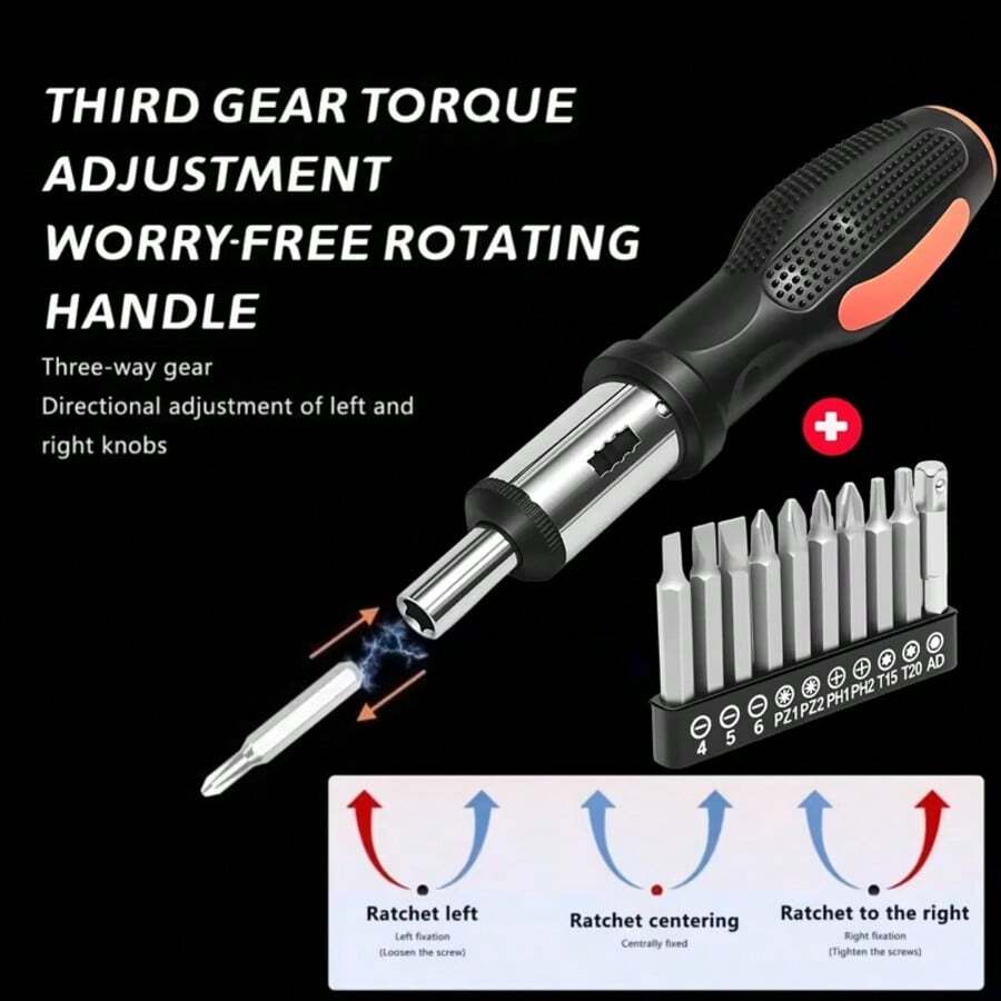 Bộ tua vít có tay cầm 11 chi tiết, bộ dụng cụ tua vít có tay cầm 10 trong 1, bộ tua vít gia đình - Bao gồm 10 chi tiết và mũi vít cán dài hình tam giác, thích hợp cho các dụng cụ sửa chữa. - Bộ tua vít có tay cầm xoay 11 chi tiết - Xem 1