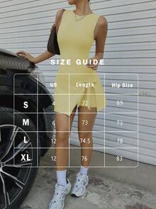 FWH 女款 2 合 1 防走光休閒優雅高爾夫網球裙，修身塑形運動防走光洋裝，黃色 - 黃色 - 查看 3
