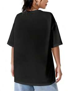 Premium Kiss All Disco T-Shirt Inspired By Disco Albums, Disco Print T-Shirt, Comfortable Colored T-Shirt, Loose Fit T-Shirt For Retro Music Fans, . - 黑色 - 查看 3