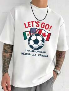 Camiseta de hombre, camiseta estampada para hombre, con un divertido diseño temático de la Copa USA-Canadá-México, diseño de estampado de estilo urbano, imprescindible para los aficionados al fútbol y entusiastas de los eventos deportivos, ropa conmemorativa, un esencial de verano, una compra obligatoria para los aficionados al fútbol, estilo unisex, versátil, lavable a máquina, adecuada como regalo de cumpleaños para parejas o como regalo de amistad para compañeros de fútbol. - Negro - Ver 6