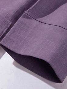 Blazer de lino de 3/4 de manga con cintura ajustable, diseño de botones, adecuado para ir al trabajo, eventos formales, fiestas elegantes, ropa de oficina - Primavera, Verano, Otoño - Morado 2 - Ver 5