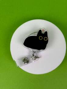 1pc Retractable Cat Badge Reel, Cute Black Cat Acrylic Expandable Badge Holder, Suitable For Nurses, Doctors, Volunteers, Teachers ID Badge, Valentine's Day, Back To School Gift - Multicolor - View 18