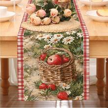 1 Stück Vintage Aquarell Obst Regenschirm & Schmetterling bedruckter rechteckiger Tischläufer, amerikanischer Landhausstil, Polyesterstoff, geeignet für Outdoor Camping/Picknick, Nachmittags-Tee im Frühling, Zusammenkünfte Zuhause, Innen-/Außendekoration, Eingangsbereich, Kaffeetisch, Wohnzimmer, Küche und Esszimmer, Geschenke für Feiertage & Natur - Verschiedenfarbig - Übersicht 13
