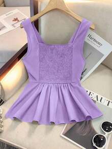Camiseta sin mangas ajustada para mujer, adecuada para el trabajo, el viaje, las fiestas, la graduación y el uso diario - Púrpura malva - Ver 2