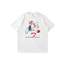 Unisex Crew Neck T-Shirt With Anime Character Print, Casual And Urban Style, With Hand-Drawn Map Of Okinawa, Japan. - 白色 - 查看 1