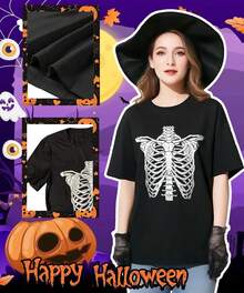 Blusas para mujer camiseta halloween calaveras terror frase divertida uso diario nacional envio - Blanco - Ver 6