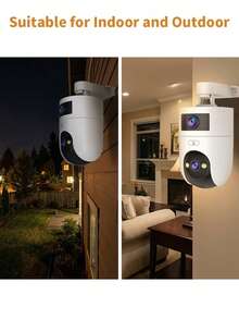 Cámara inalámbrica de red Full HD 1296P 5G, con doble lente y doble pantalla con seguimiento automático, monitor para bebés, cámara de vigilancia de callejera - En blanco y negro - Ver 5