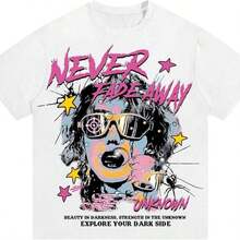 Camiseta de hombre con estampado gráfico, manga corta, cuello redondo, estilo casual, ropa de calle, 100% algodón, alta calidad. - Blanco - Ver 7