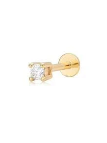 IN Z 1 chiếc khuyên tai bạc 925 Sterling Silver, kiểu 4 chấu, mặt phẳng - Khuyên tai xỏ lỗ môi, dây chuyền charm - Khuyên tai sụn tai, khuyên tai xoắn ốc, trang sức cao cấp - Dành cho nữ đeo hàng ngày, dự tiệc cưới, lễ đính hôn, kỷ niệm, ngày Valentine (Bán lẻ 1 chiếc) - Khuyên tai bốn chấu + dây đeo môi - Xem 9