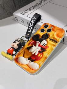 Disney Mickey Mouse Phone Case With Mickey Charm And Lanyard - Cute Mickey Protective Case With Bandana Style And Cheese Textured Background Design, Beaded Bracelet For Easy Carrying, Compatible With IPhone 17, 16, 15, 14, 13, 12, 11 Pro Series, Ideal For Birthdays, Holidays, Anniversaries, Graduation Gifts, Or Any Special Occasion To Surprise Family, Friends, Classmates, And Loved Ones. - White - View 7