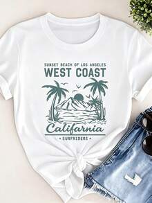 Ladies Pure Cotton Round Neck Short Sleeve Tee Casual Loose Daily Essential Wear - White - View 2