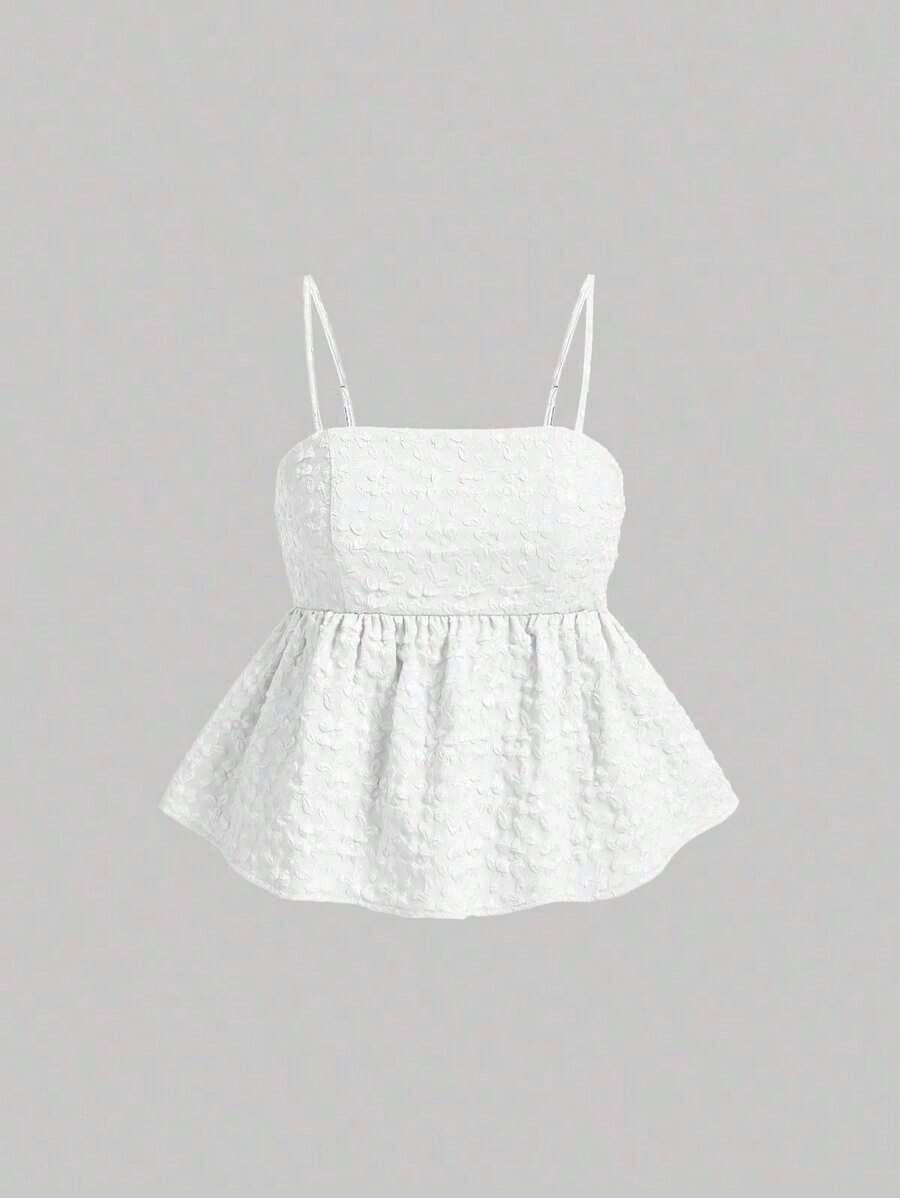 Top corto de campesina con bordado estilo vintage para mujer, verano, casual, boho, concierto country, rave, festival, western, brunch, playa, lindo, estilo hada, salir, tops bohemios, tops de fiesta, top negro, top de rave, top de camisola negr - Blanco - Ver 1
