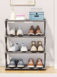Space-Saving Multi-Tiered Entryway Shelf With Stable X-Shape Frame Sleek Simple Multi-Tier Shoe Rack For Apartment Renters Versatile Four-Tier Bookshelf Or Shoe Rack Ideal For Hallway College Shoe Rack Entryway Storage Furniture Kitchen Dorm Shelf Room Decor Organizer Essentials - Multicolor - View 9