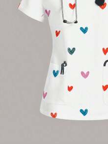 Top de pijama con estampado de dibujos animados para mujer - Blanco - Ver 3