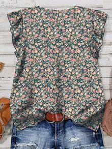 Camisa de mujer casual y minimalista con estampado botánico, adecuada para el verano - Multicolor 9 - Ver 2