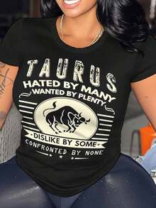 Camiseta de Verano para Mujer con Estampado Taurus Super Link, Tallas 0XL-5XL, Tela Suave y Transpirable, Manga Corta, Cuello Redondo, Ropa Casual par - Negro - Ver 8