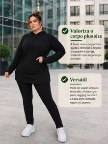 Conjunto Feminino De Frio Outono Inverno Em Moletinho Gg G1 - Preto - Visão 6
