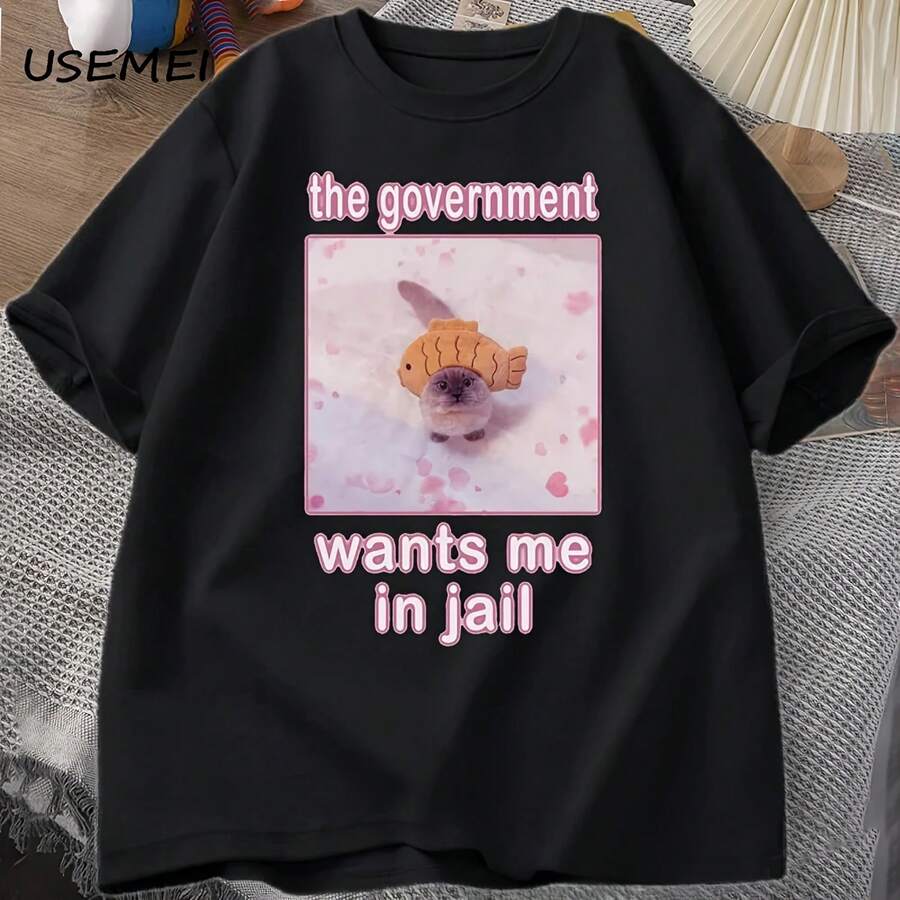 Camiseta con estampado de gato divertido para hombre y mujer, camisetas con gráficos de gatos tonto, ropa de calle de algodón para hombre - forma - Ver 1