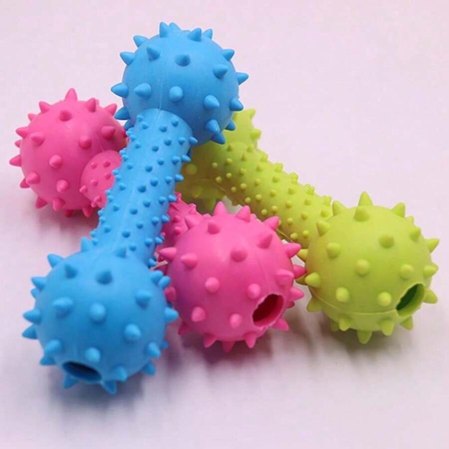 1pc TPR Pet Toy With Spiky Dumbbell For Small & Medium Dogs, Durable Chew Toy With Sound, Suitable For Dogs And Cats - Multicolor - View 1