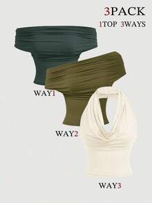Set de 3 camisetas de tirantes versátiles para mujer en verano - Multicolor 2 - Ver 11
