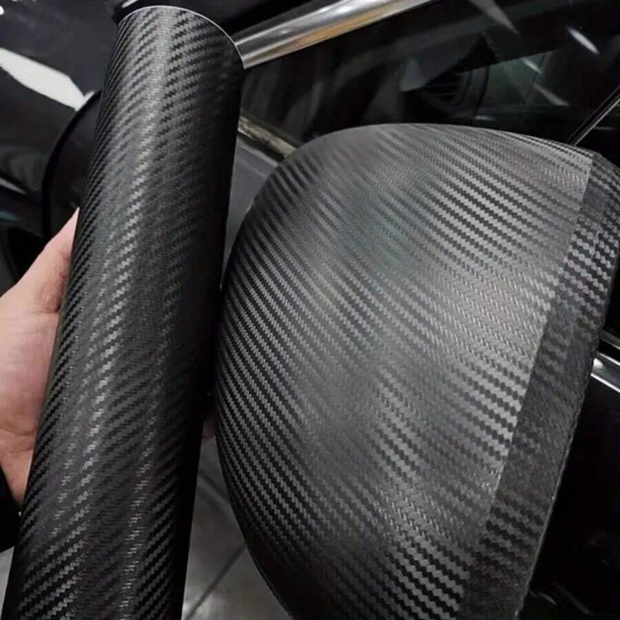 1 pieza 50cm x 300cm Vinilo 3D de Fibra de Carbono Negro Pegatina para Coche, Motocicleta Modificación Interior & Exterior, Película de Fibra de Carbono de Alta - Talla única para todos - Ver 1