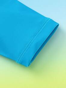 Balabala Conjunto de traje de baño de camiseta de protección solar de manga larga para niños, 2 piezas de ropa de baño de protección UV para verano - tinte azul - Ver 7