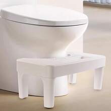 1pc Ergonomic Toilet Foot Stool, Anti-Slip Squatting Step Stool For Bathroom, Thickened Plastic Commode Stool - White - View 3