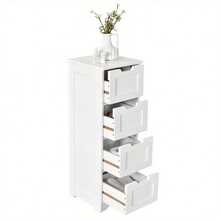 Costway Bathroom Storage Cabinet Freestanding Storage Organizer Side Table, Storage Drawer Units - Blanco - Ver 10