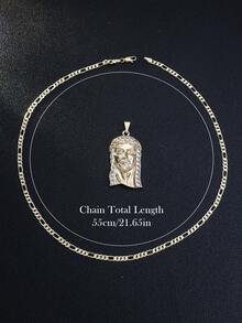 1 chiếc mặt dây chuyền hình đầu Chúa Giê-su mạ vàng 14K kiểu Hip Hop, màu vàng đồng, kèm dây chuyền đính đá cho nam giới, trang sức Cơ đốc giáo. - Vòng cổ đội đầu - Xem 5