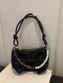 1pc This Stylish Solid-Color Bow-Adorned Pearl Handbag Features A Unique Design. Suitable For Various Occasions, This Versatile Bag Is Perfect For Outdoor Activities, Playtime, Commuting, And More. It'S The Perfect Gift For Teenagers. - Multicolor - View 10