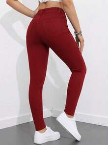 ICON Jeans pitillo sólidos - Rosa Fucsia - Ver 2