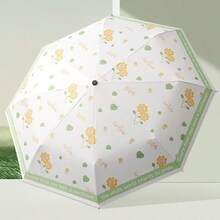 1pc Fully Automatic Rain And Sun Protection Dual-Use Fresh Floral Umbrella, Flower-Shaped Automatic Folding Umbrella, 3-Fold Transparent Umbrella, 3-Fold Fresh Hand-Open Folding Transparent Umbrella, Black Glue UV Protection Sun Umbrella, Black Rubber Sun Protection UV Umbrella - One Size Fits All - View 6