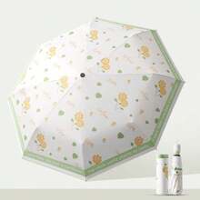 1pc Fully Automatic Rain And Sun Protection Dual-Use Fresh Floral Umbrella, Flower-Shaped Automatic Folding Umbrella, 3-Fold Transparent Umbrella, 3-Fold Fresh Hand-Open Folding Transparent Umbrella, Black Glue UV Protection Sun Umbrella, Black Rubber Sun Protection UV Umbrella - One Size Fits All - View 9