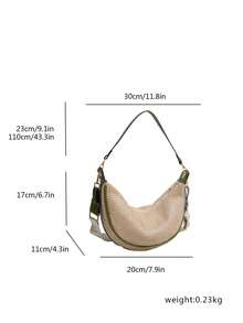 Minimalist Woven Crescent Shoulder Bag, Underarm Bag, Unisex - Green - View 6