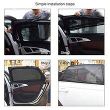 2PCS/4PCS Retractable Car Window Sunshade Net, Transparent Mesh Sun Visor, Heat Insulation Car Accessories - A - View 3