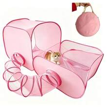 1 pieza Valla plegable para mascotas portátil comprimida elástica con forma para deportes al aire libre y viajes, color rosa - Rosa - Ver 1