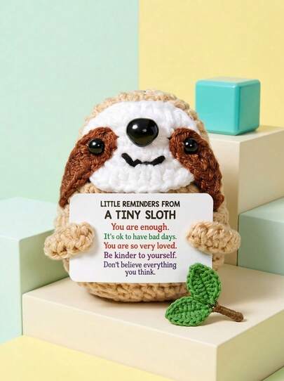 POKOJA LAND 1 chiếc mặt dây chuyền hình con lười mini đan móc bằng len thủ công, đồ trang trí nhà cửa/món quà hoàn hảo cho ngày lễ, sinh nhật, kiểu dáng ngẫu nhiên, thích hợp để tự làm móc khóa xe hơi/túi xách/móc chìa khóa.