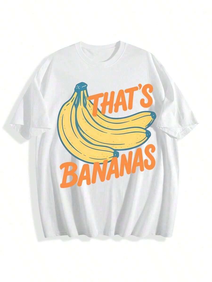 Camiseta Casual , Nueva Camiseta de Verano Holgada con Estampado y Cuello Redondo, Camiseta Gráfica Divertida "That's Bananas", Camiseta Retro con Meme de Fruta para Mujeres y Hombres, Camiseta Vintage para Amantes de las Bananas, Camiseta de Comida para Chicas, 100% Algodón, Duradera - Blanco - Ver 1