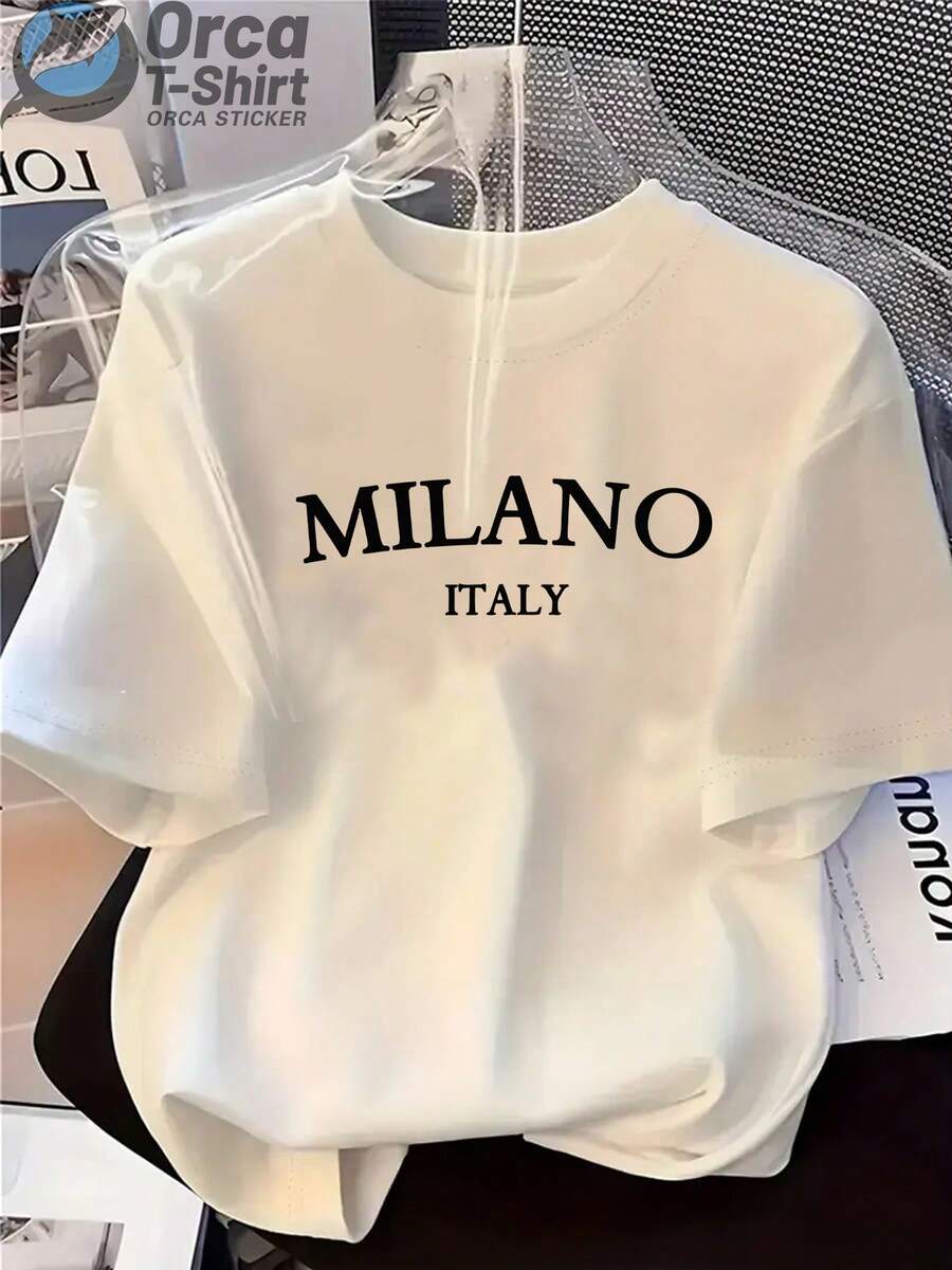Camiseta estampada de moda - Diseño de letras, manga corta, cuello redondo, camiseta transpirable para fiestas de verano y uso casual, lavable a máquina, camiseta para mujer, diseño de letras a la moda, ajuste cómodo, ropa para fiestas, material suave. Camiseta unisex de algodón holgada de manga corta y cuello redondo estilo vintage. - Blanco - Ver 1