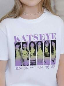 Katseye  Graphic T-Shirt, Katseye Vintage The Beautiful Chaos Tour T-Shirt, Katseye Gnarly T-Shirt, Gabriela T-Shirt, Eyekon  Fan Merchandise, Unisex T-ShirtPlayera Blanca Hombre Y Mujer Blusas Casuales Verano Y2k Playeras Basicas Algodón - Blanco - Ver 8