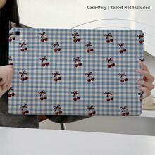 1个蓝色格子樱桃蝴蝶结图案平板电脑保护套，支持多角度磁吸支架，自动唤醒/睡眠，兼容iPad Pro/Air、iPad 5/6/8、iPad、MatePad、Pad、荣耀Pad、小新Pad等。 - 彩色 - 查看 6