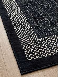 Modern Non-Slip Kitchen Runner Rug, Washable Minimalist Floor Mat For Home Decor, Bedroom, Livingroom Rug, Made In Turkiye 80x200 Cm, 80x300 Cm,100x200 Cm, 120x180 Cm - Black and White - View 4