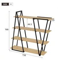 رف كتب قائم بذاته هندسي 158*35*166 سم - رف معدني مفتوح/رف مع أرفف من ال- MDF سمك 25 مم، تصميم ثلاثي الأبعاد، للغرفة المعيشية والمطبخ والمكتب. - بني - مشاهدة 5