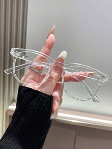 1/3件組幾何全框眼鏡，極簡透明鏡框，女款時尚眼鏡，適合日常配戴與送禮 - 透明 - 查看 12